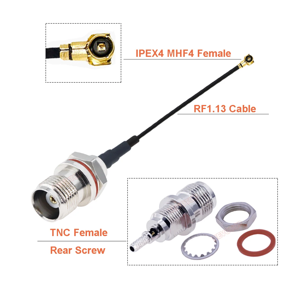 BEVOTOP TNC to 4 RF1.13 Cable RP-TNC/ TNC Male/ FemaleI to 4 Female Jack RG1.13 Pigtail Extension Jumper RF Coaxial Cable