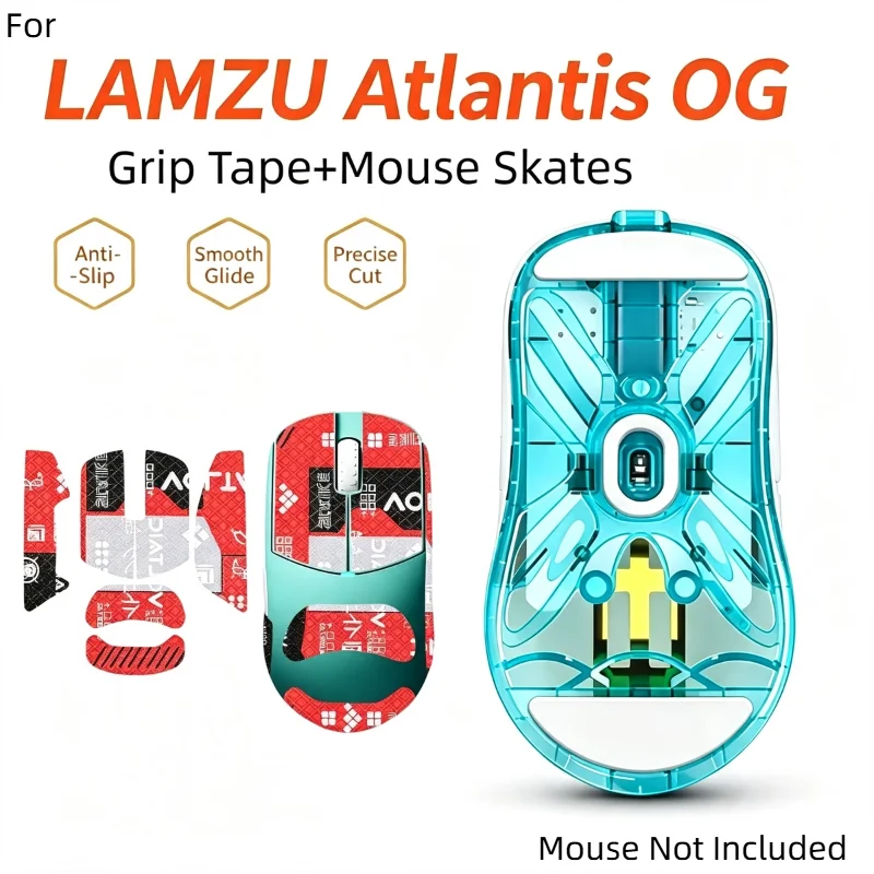 Anti-Slip Sweat Absorbing Grip Tape & ICE Mouse Skates Feet Full Kit, Protective Film Gaming Accessories For LAMZU Atlantis OG