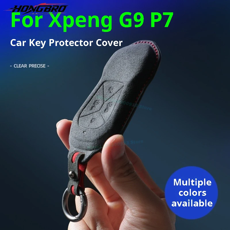 For Xpeng G9 P7 Suede 3D Key Case Car Key Protector Cover Remote Key Case Shell Holder Keychain Accessories