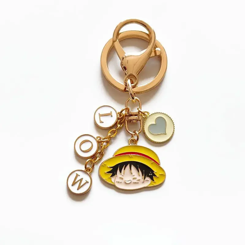 Popular anime One Piece peripheral cartoon zinc alloy Solon Luffy keychain car bag pendant creative small pendant gift