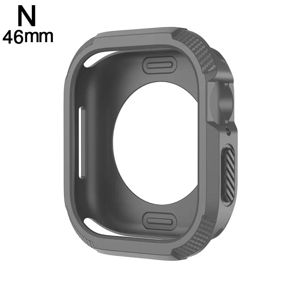 Soft TPU Case For Apple Watch Series 10 42/46mm High Sensitivity Scratch-Resistant Protective Frame All-wrap Carbon Fiber Q0L6