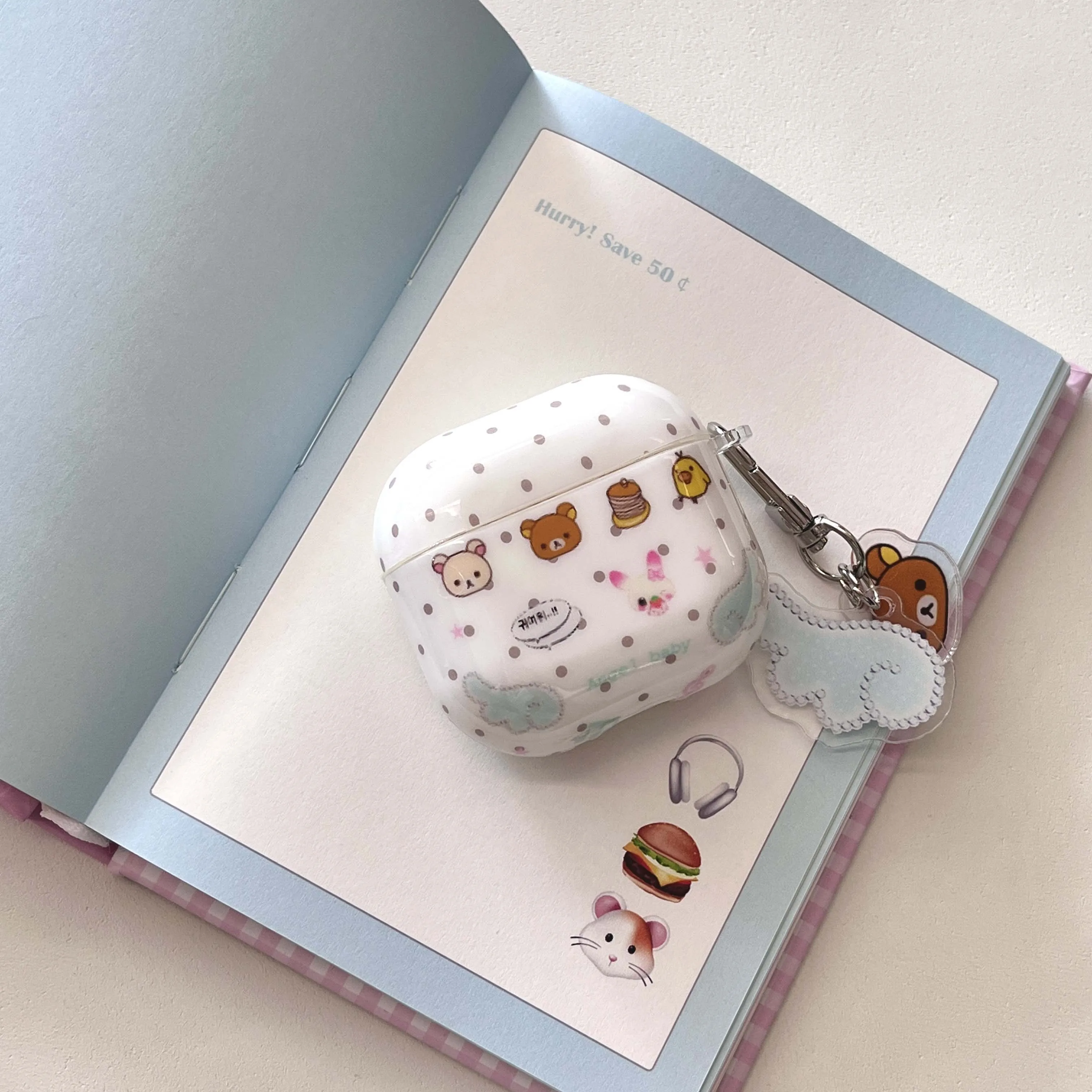 Ins Angel Wings Bear IMD Shell Cartoon Duck Earphone Case for Apple Airpods 1 2 3 4 Pro 2nd Wireless Bluetooth Charging Box