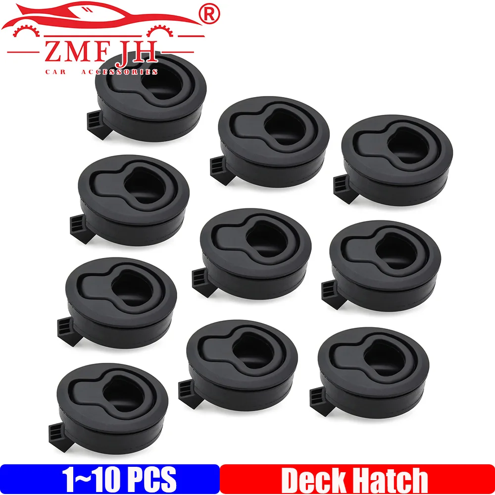 1/2/4/6/8/10PCS Round Flush Pull Slam Latch for RV Boat Marine Deck Hatches Lift Pull Handle Non Key Marine Deck Locker Black