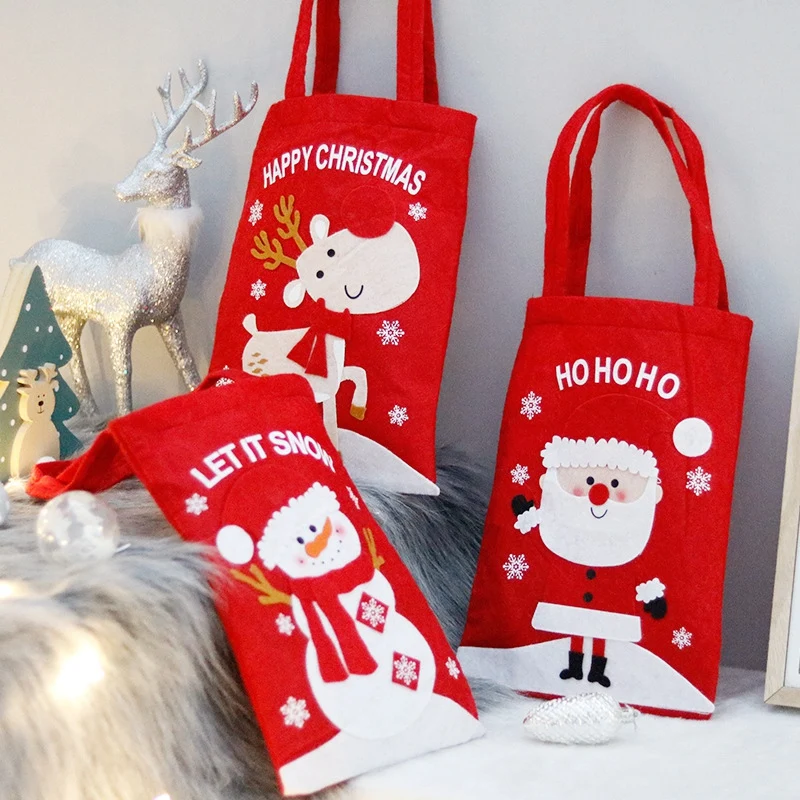 HOT SALE Christmas Candy Bag Gift Bags Christmas Cookie Pouch Christmas Wrapping Pouch Christmas Cartoon Pattern Gift Bag