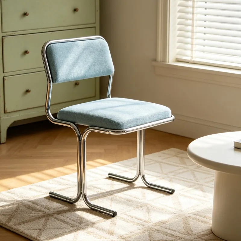 Stainless Steel Italian Minimalist Dining Chair Household Light Luxury Simple Chair Premium Makeup Chair