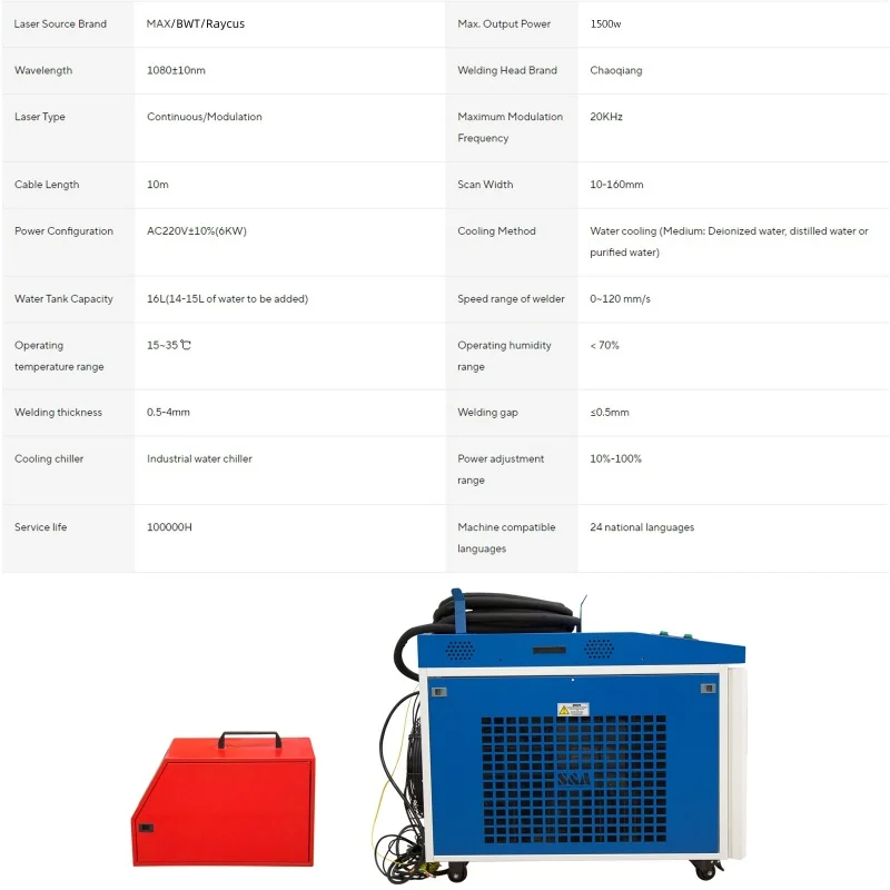 1500W 4 in 1 Laser Welding Machine Metal and Steel With Handheld SUP 21T Welding Gun for Portable Laser Cutting Cleaning