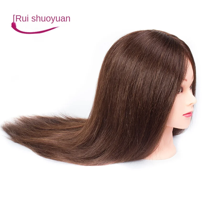 

50% Real Hair+50% Animal Hair 45cm Hair Wig, Makeup and Hair Editing Practice, Apprentice Practice Head Model