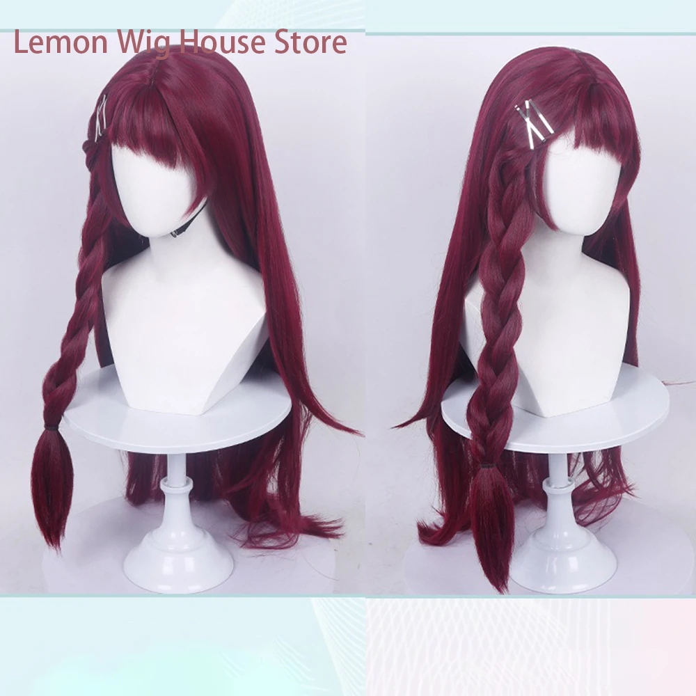 Picture 4: High Quality Anime Cosplay Wig 85cm Long Pre Braided Wine Red Wig for Women Daily Cosplay Wigs Heat Resistant Synthetic Wig