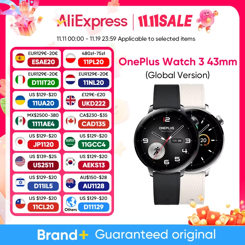 2025 New OnePlus Watch 3 43mm Global Version Smart Watch 1.32" AMOLED Display Up to 60h Battery Life Wear OS by Google GPS NFC
