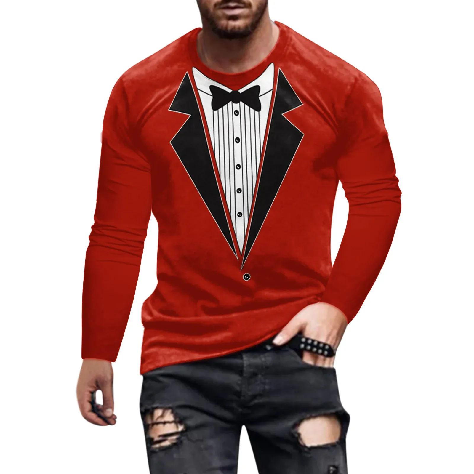 Vintage Funny 3d Digital Print T-Shirts For Men Loose Fit Crewneck Long Sleeve Tee Tops Spring Casual Retro Comfort Streetwear Vintage Funny 3d Digital Print T-Shirts For Men Loose Fit Crewneck Long Sleeve Tee Tops Spring Casual Retro Comfort Streetwear