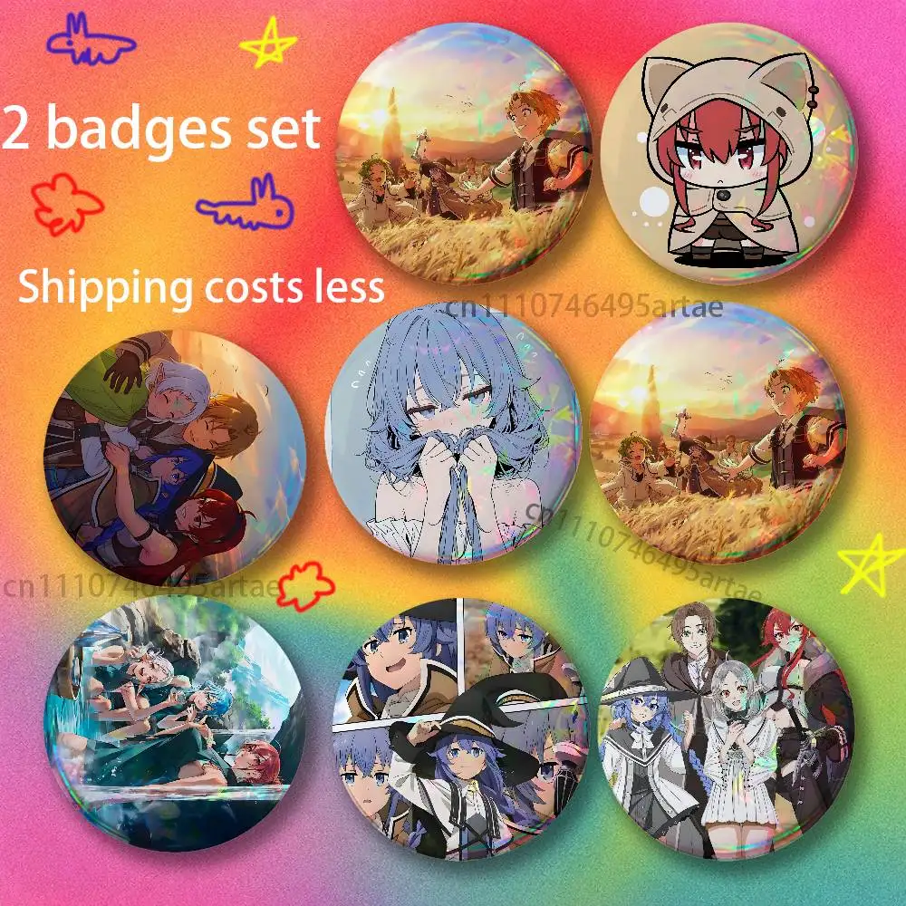 2-piece set Backpack Clothes Accessories Mushoku Tensei Jobless Reincarnation Painting Cartoon Round Brooch Button Badge Gifts