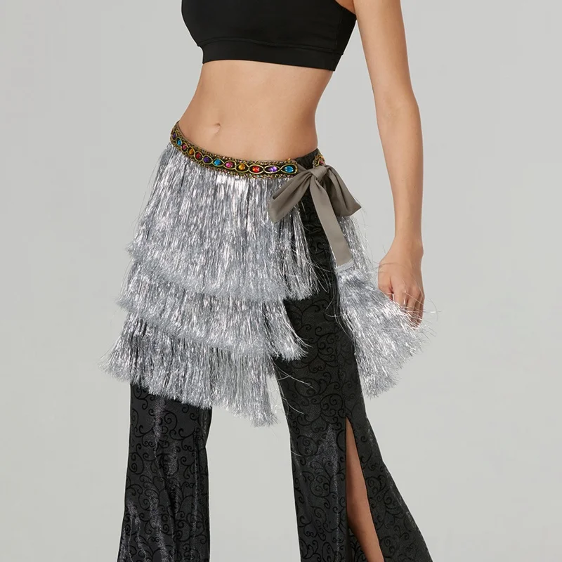 

Women’s Hip Scarf Layered Tassel Decorative Belt Skirt Stylish Tasseled Hip Cover for Party Carnival Wear Wrap
