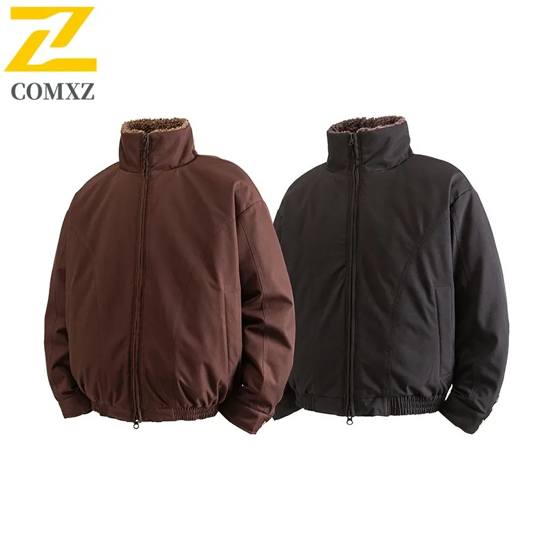 

COMXZ Men Puffer Jacket 2025 Unisex Versatile Ski Street Lightweight Loose Travel Cotton-Padded Jacket Warm Snow Winter Jacket