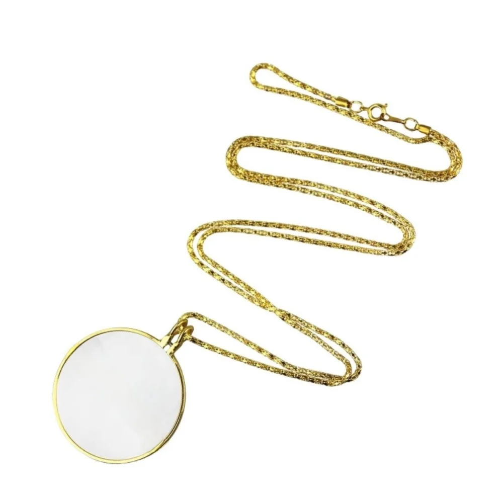Metal Circular Magnifying Glass Pendant Reading Amplifier Fashion Reader Reading Magnifying Glass Pendant Portable BoHo Style