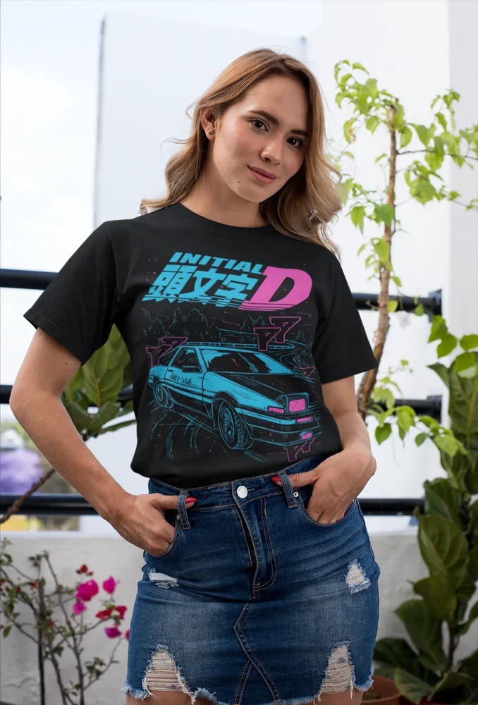 Initial D Itsuki Fujiwara T-Shirt Anime Manga Movie Unisex Black Shirt All Size