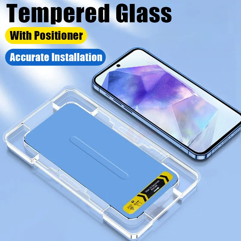 

20D One-click Installation Tempered Glass For Samsung Galaxy A55 A35 A25 A15 A05 A05S M55 M15 F15 With Alignment Mounting Cover