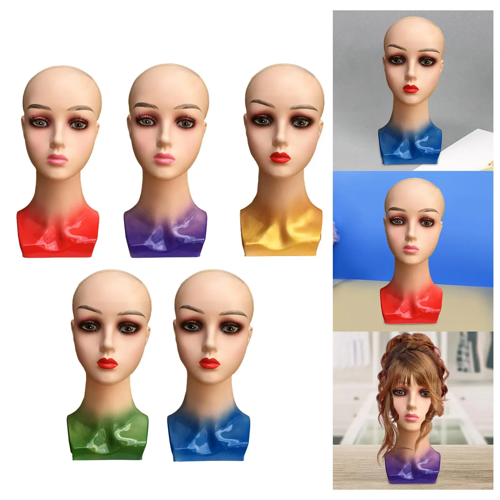 Female Mannequin Head Wig Holder Professional Smooth Manikin Wig Head Stands Wig Display Model for Hairpieces Wigs Making Hats