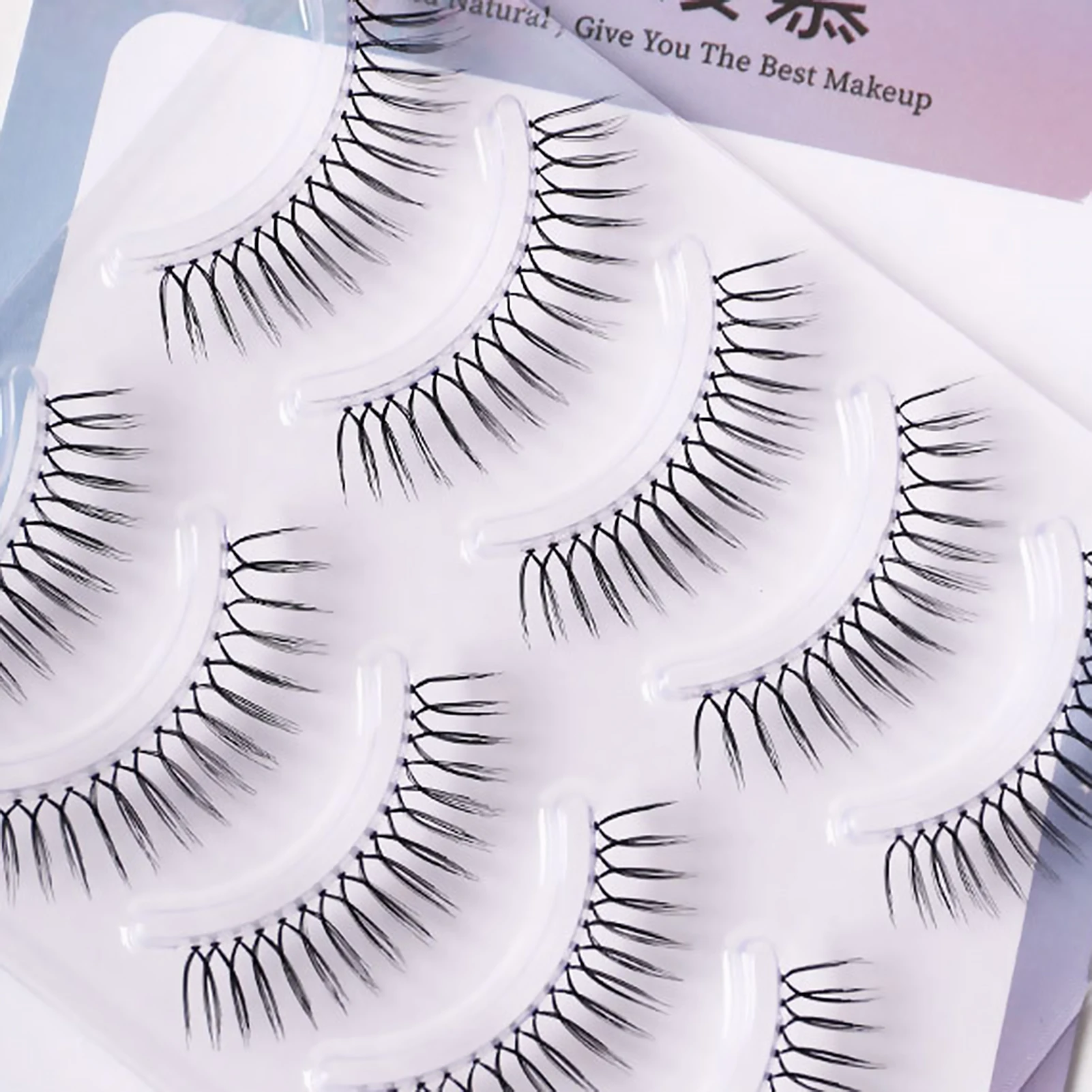 5 pares de cílios postiços transparentes naturais finos volume extensão de cílios curvados estilo coreano cílios para mulheres maquiagem diária