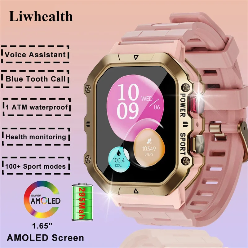 

Смарт-часы 1,65 дюйма для мужчин и женщин, водонепроницаемые, Bluetooth, умные часы с вызовом, пульсометр, спортивные, фитнес-голосы для Iphone, Xiaomi, Huawei VS GT5