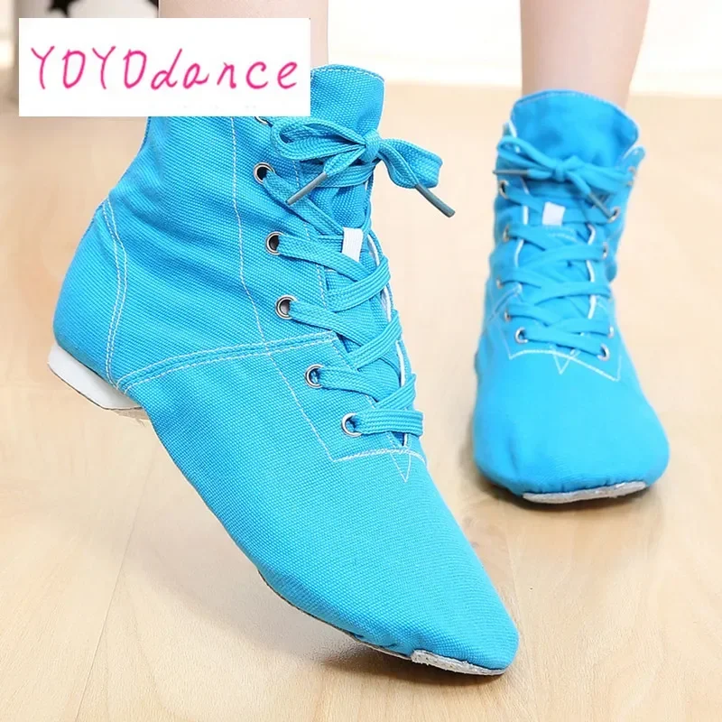 Woman Split Heel Sole Canvas High Top Black White Red Blue Shoe athletic Men Women Boys Girls Canvas Jazz Dance Shoes