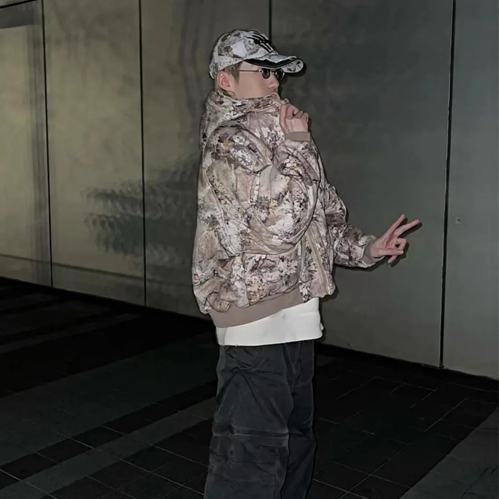 Nigo ramos camuflagem jaqueta de algodão com capuz masculino design de inverno high street hip-hop tendência zip pão roupas # NGTOP11599