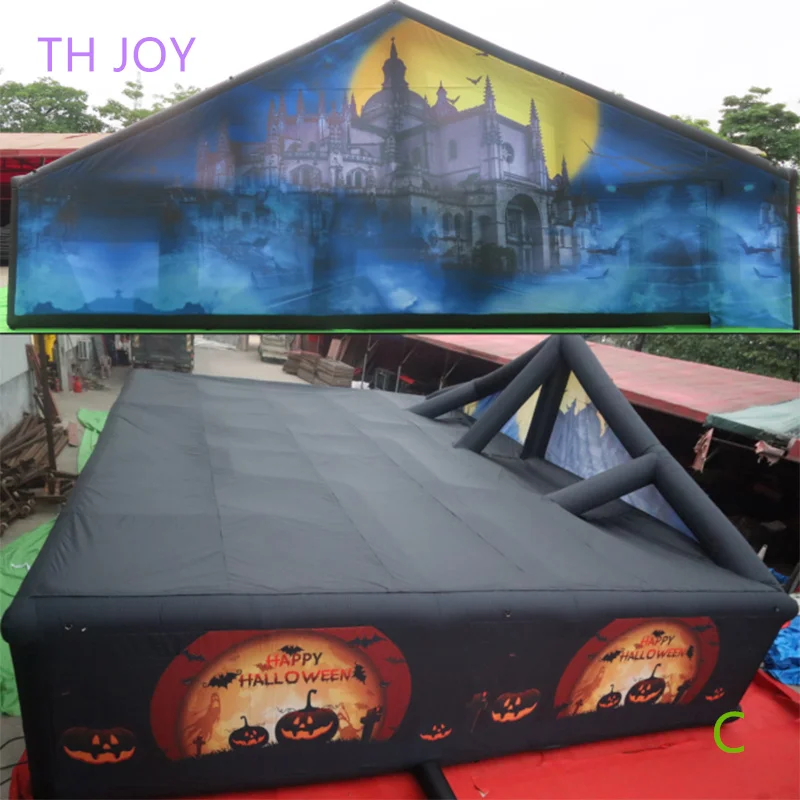 fast shipping,castle haunted house outdoor inflatable maze, Halloween pumpkin inflatable maze Labyrinth Puzzel game with cover