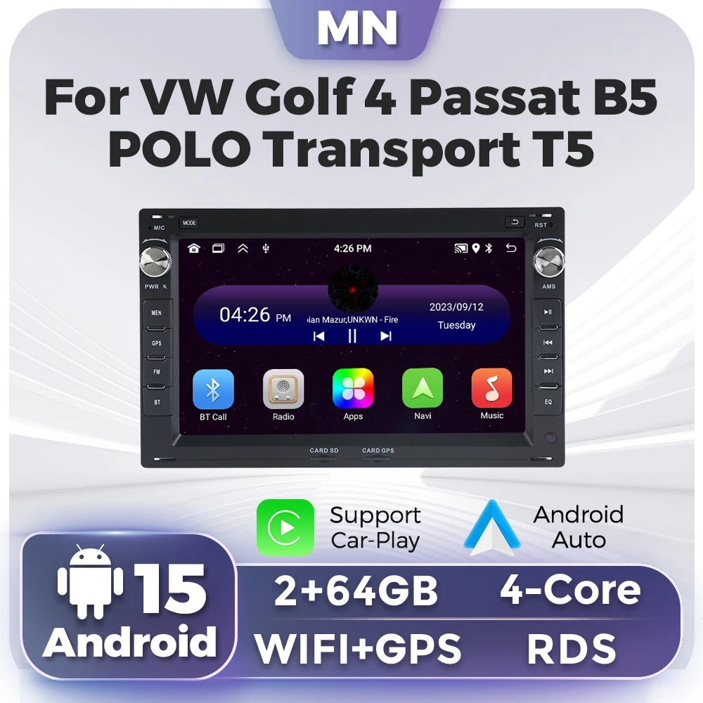 

2din Android Carplay Car Radio GPS Multimedia Player For VW Volkswagen GOLF 4 POLO Transport T5 Passat B5 BORA MK5 SHARAN JETTA