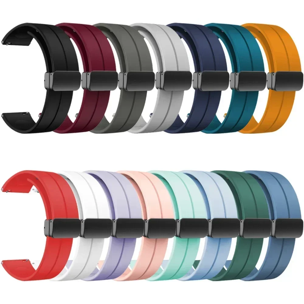 20mm 22mm Magnetic Silicone Band For Amazfit Helio Sport Strap For Amazfit Helio/Bip 3 6 5/Cheetah Pro-Round/Active 2/Balance 2