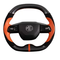 For MG Mulan 2022 2023 Hand-stitched Anti-Slip carbon fibre genuine leather suede Sporty style Car Steering Wheel Cover