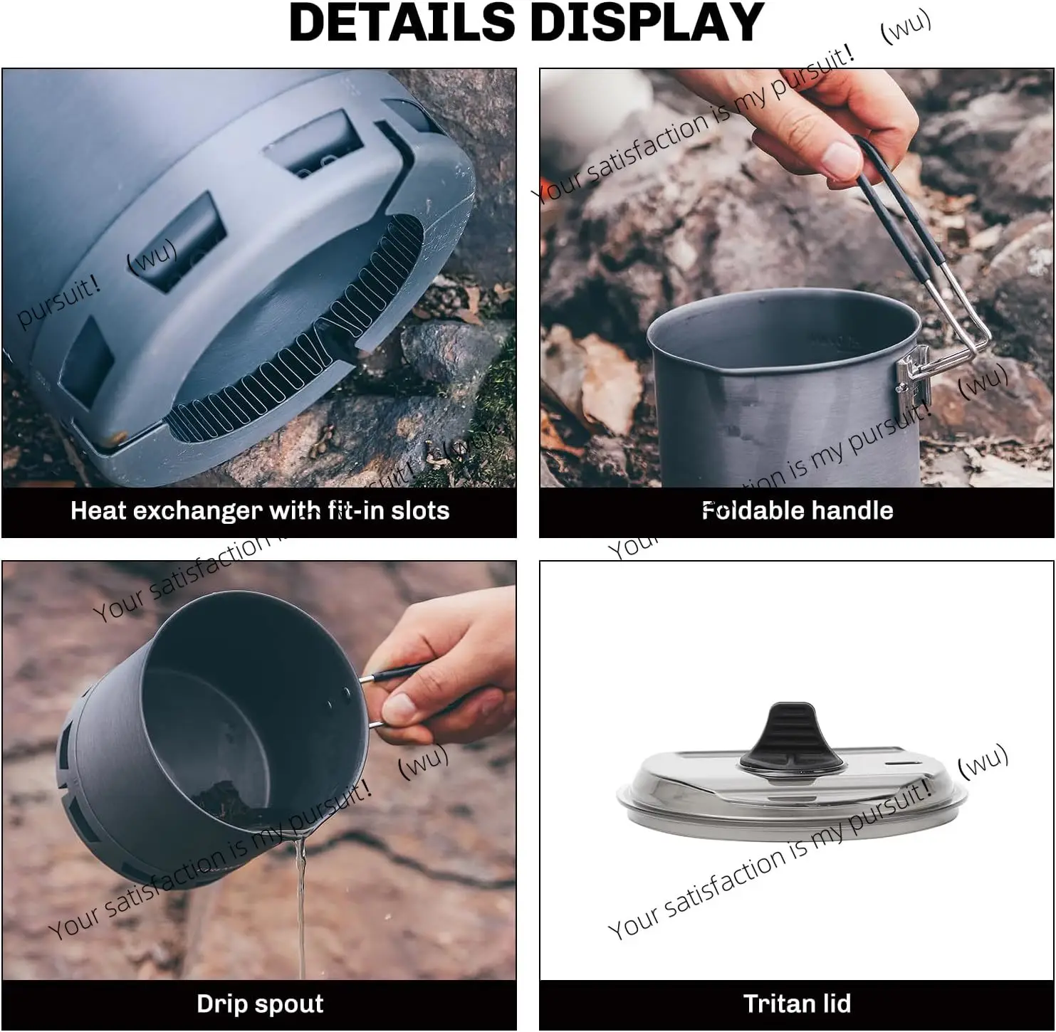 ZOCI G2 Petrel خفيفة الوزن في الهواء الطلق عالية الكفاءة وعاء مبادل حراري للمشي السفر التخييم 750 مللي