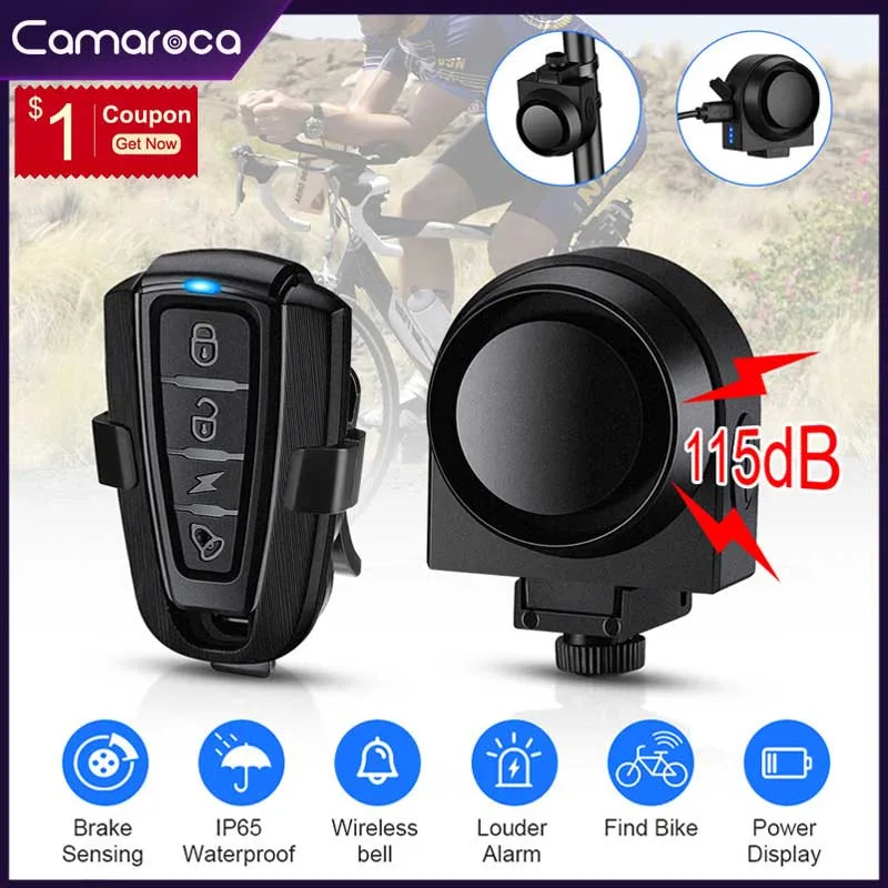 Camaroca Wireless Bicycle Burglar Alarm USB Charging Remote Control Bike Alarm Motorcycle Electric Vehicles Alarm System