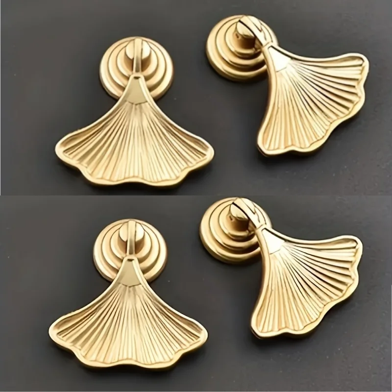 4 ensembles de poignées de porte de placard, avec boutons de tiroir fiables en forme de feuille de ginkgo. Idéal pour les améliorations et rénovations de meubles.