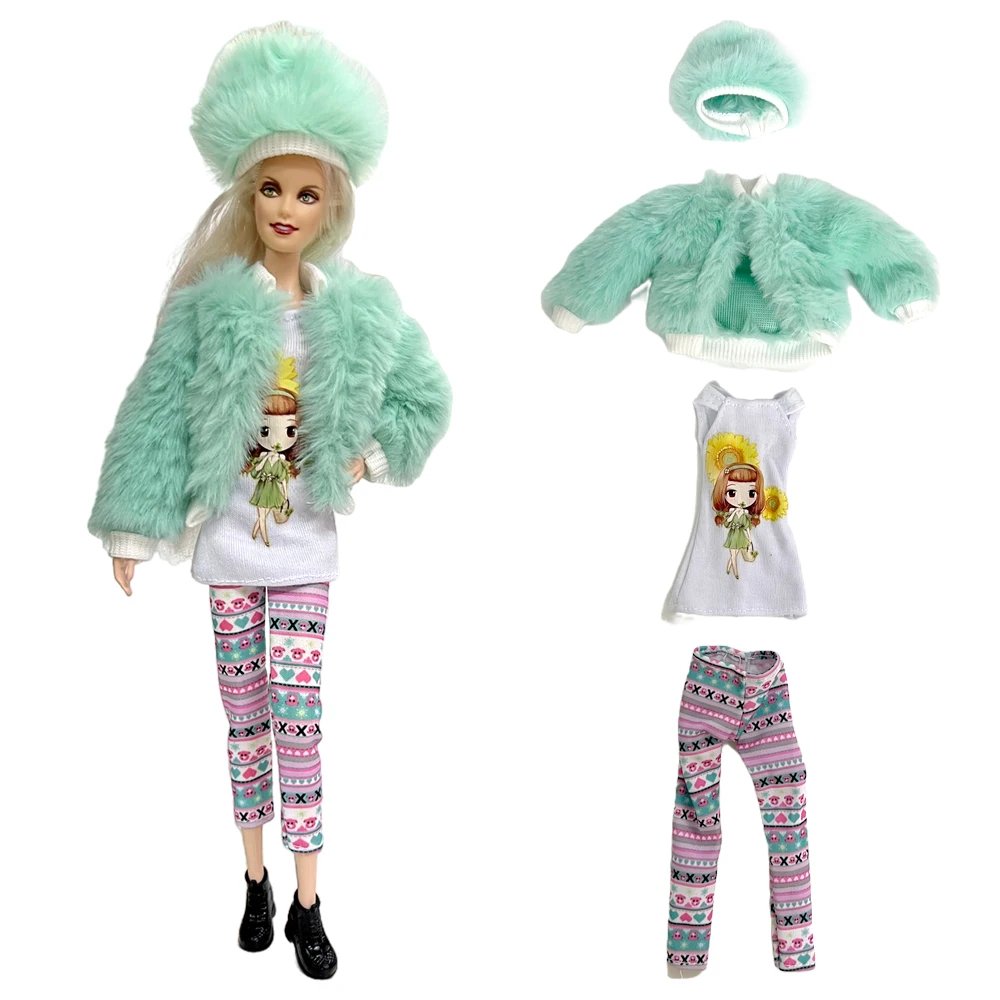 

NK 1 Set 11.5 Inch Doll Outfits Winter Fur Coat Shirt Hat For 1/6 BJD Doll Clothes 30 CM Doll Clothes Doll Accessories Toy