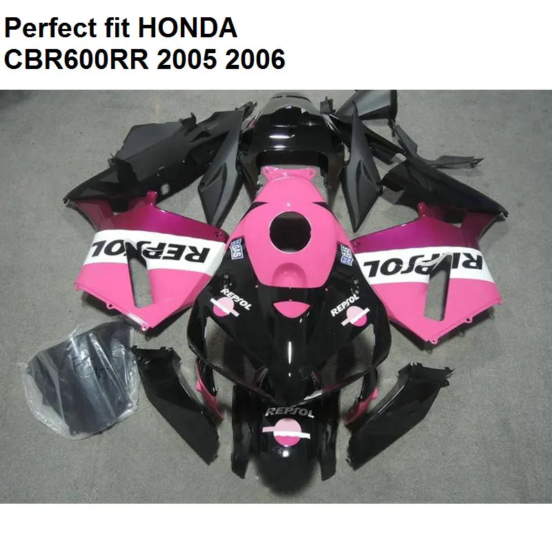 100% fit injection fairing for Honda CBR600RR 05 06 black pink fairings kit CBR 600RR 2005 2006 SZ37