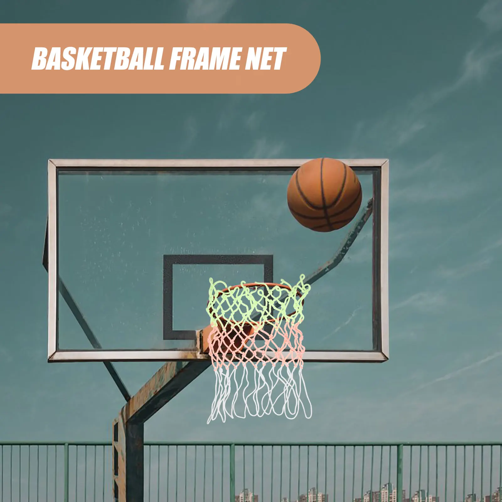 Glow in Dark Basketbalnetten Draagbare Outdoor Indoor Frame Net Vervanging Basketbalring Mesh Bag Sterke capaciteit