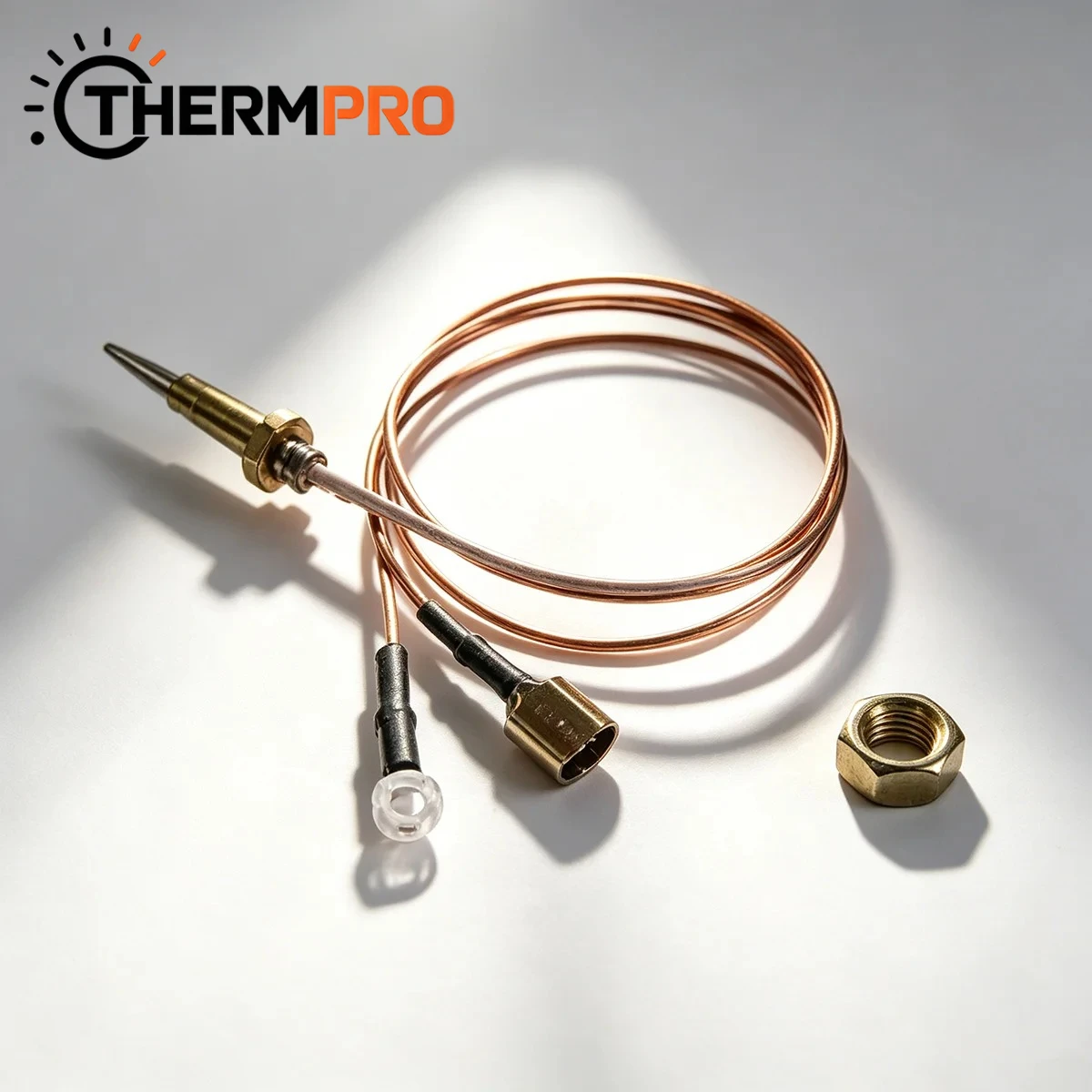 600mm Pilot Burner Thermocouple with Dual Connectors and Mounting Kit Copper Wire for Gas Oven Dual Terminals Flameout Control