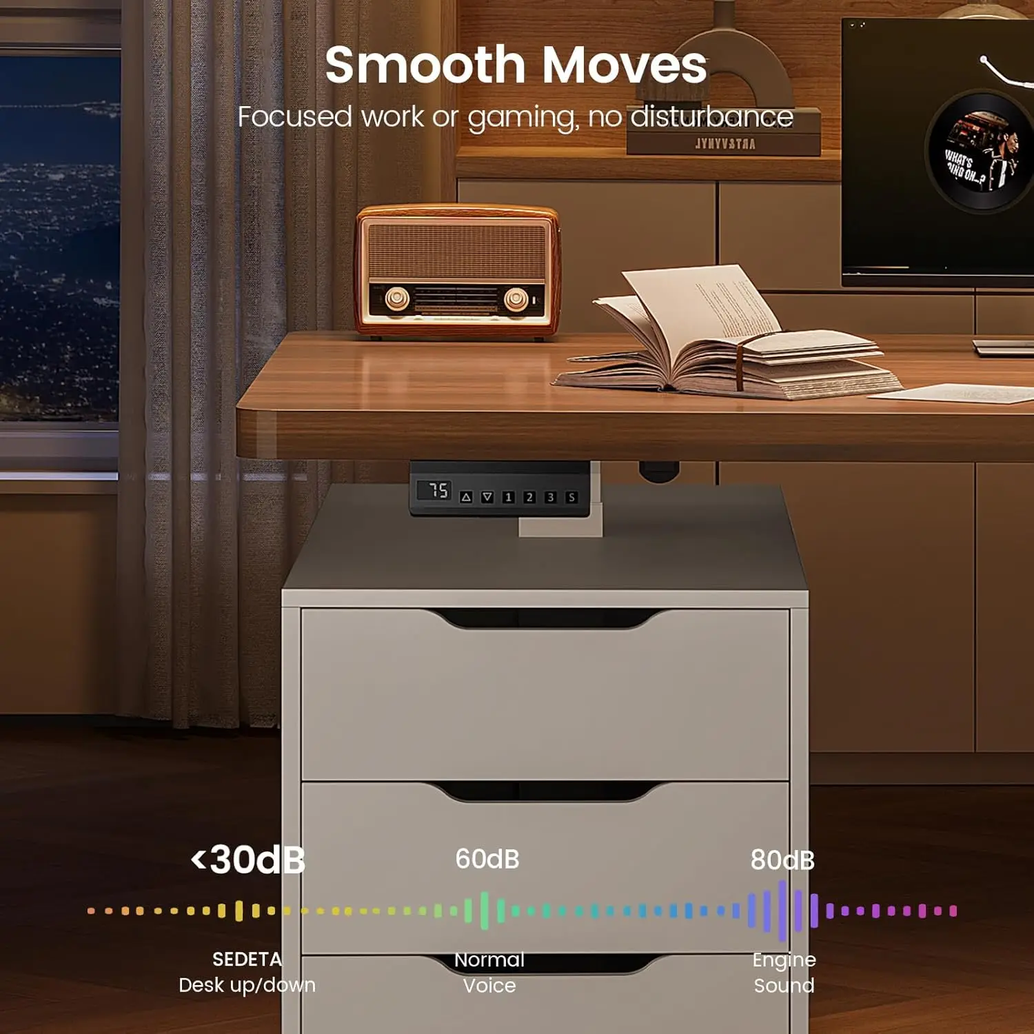 Electric Standing Desk with 6 Drawers, 55" Adjustable Stand up Desk with Storage, Computer Desks with Power Outlets, Customized