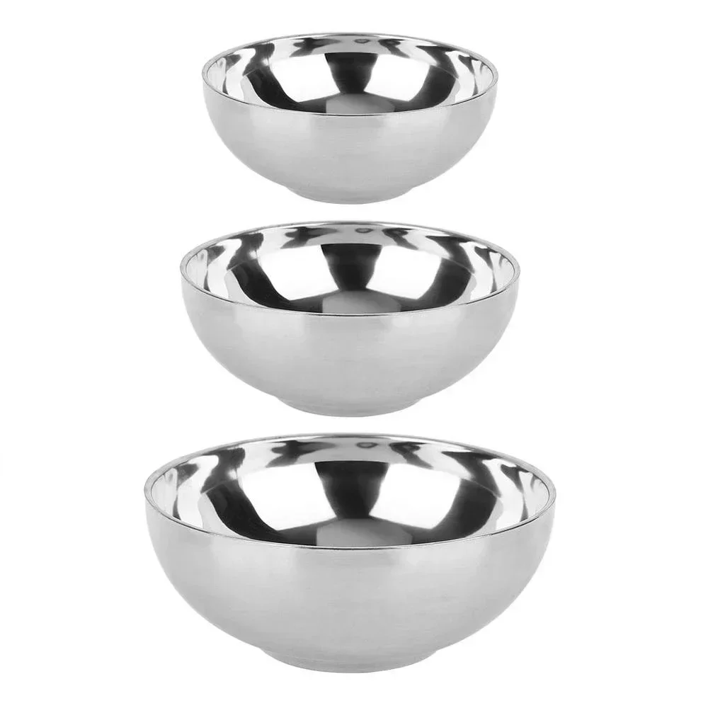 Double Insulation Light Bowl Stainless Steel Bowl Thickened Anti-hot Canteen Restaurant Multi-purpose Children\'s Bowl