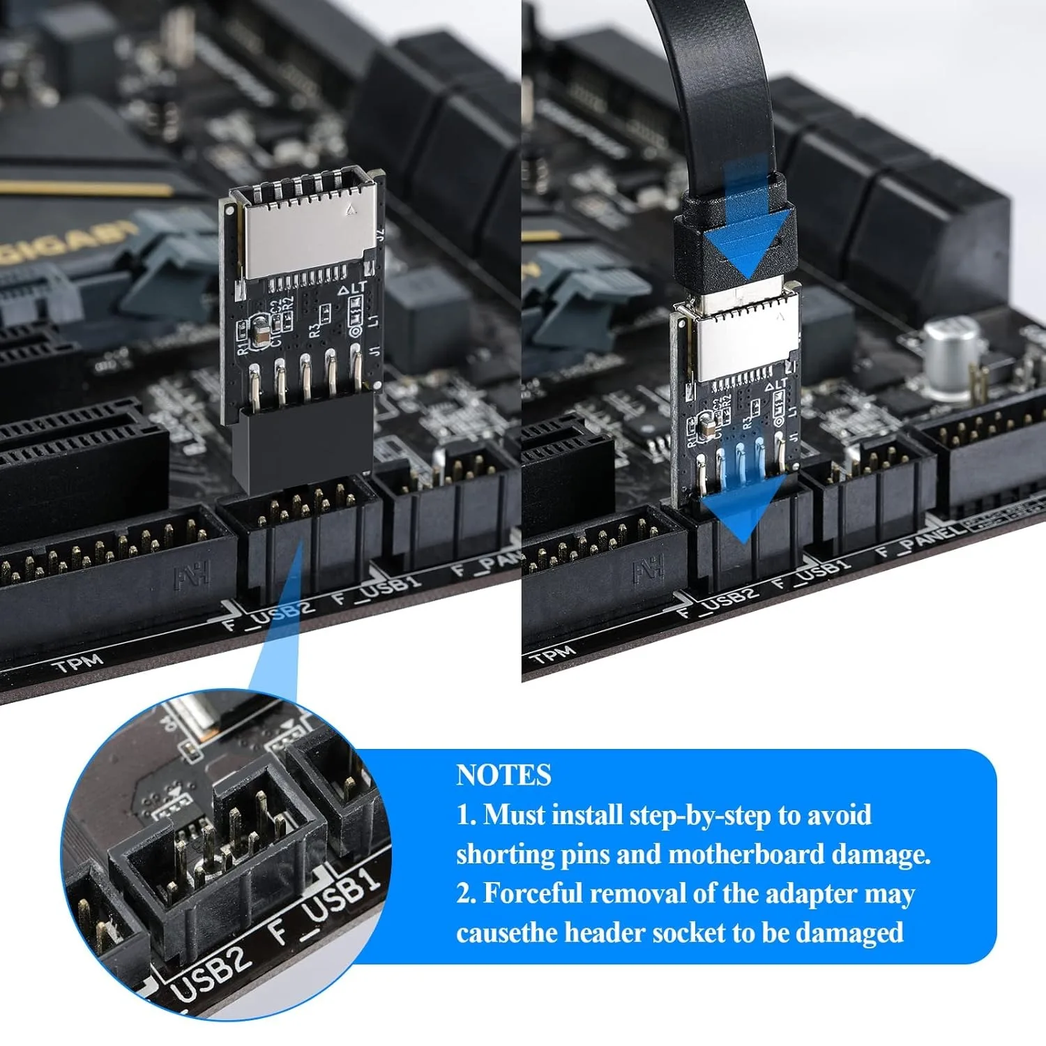 Adattatore interno della scheda madre Convertitore femmina USB 2.0 da 9 pin a 3.1 tipo E (chiave A) per estendere le porte USB C sul pannello frontale del PC