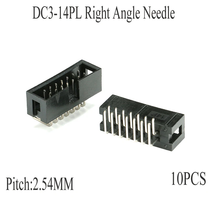10 sztuk DC3 Dip 14 Pin podwójnie rozmieszczone kątowe igły Pitch 2.54MM Idc Box nagłówki złącze gniazdo męskie — zdjęcie 3