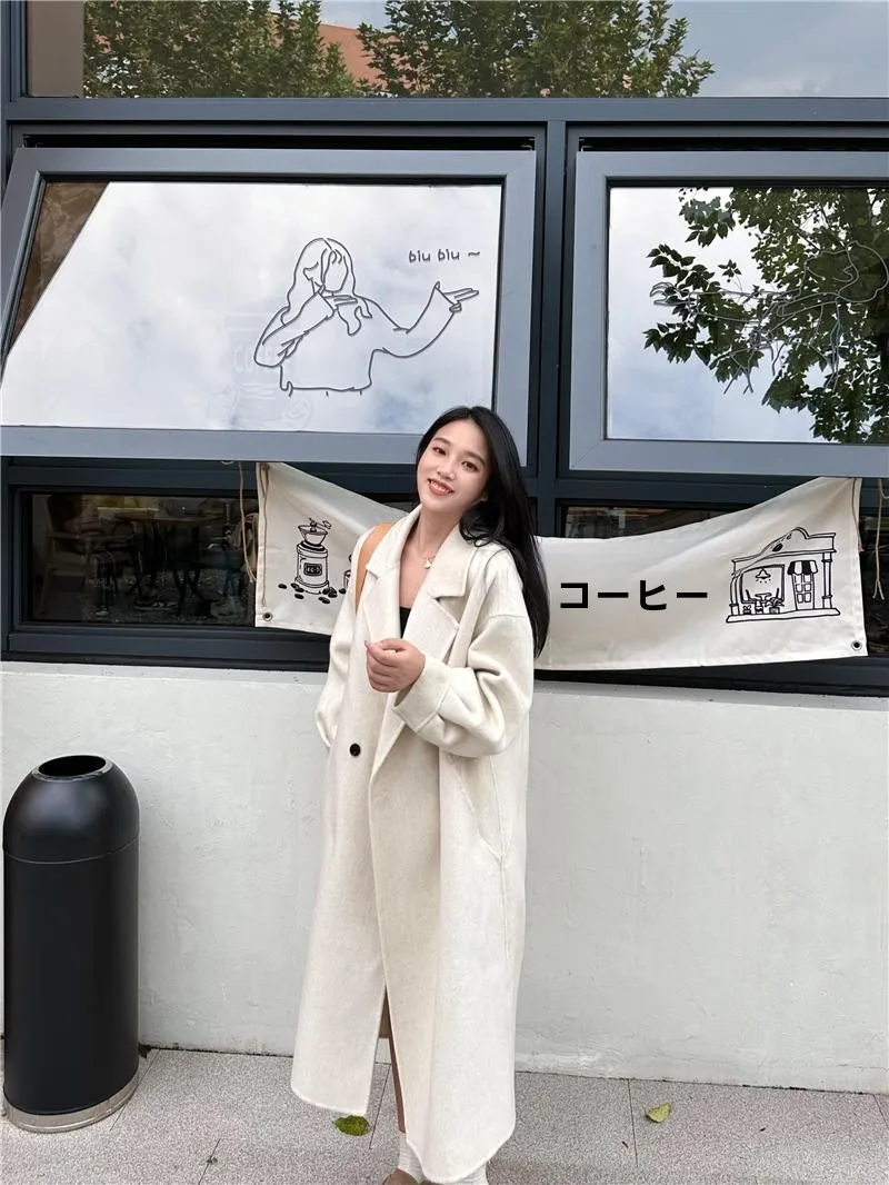 

Двустороннее шерстяное пальто ручной работы, длинное верблюжьего пуха, верхняя одежда из смеси шелка, женская одежда для поездок на работу, Pure E-commerce Ss