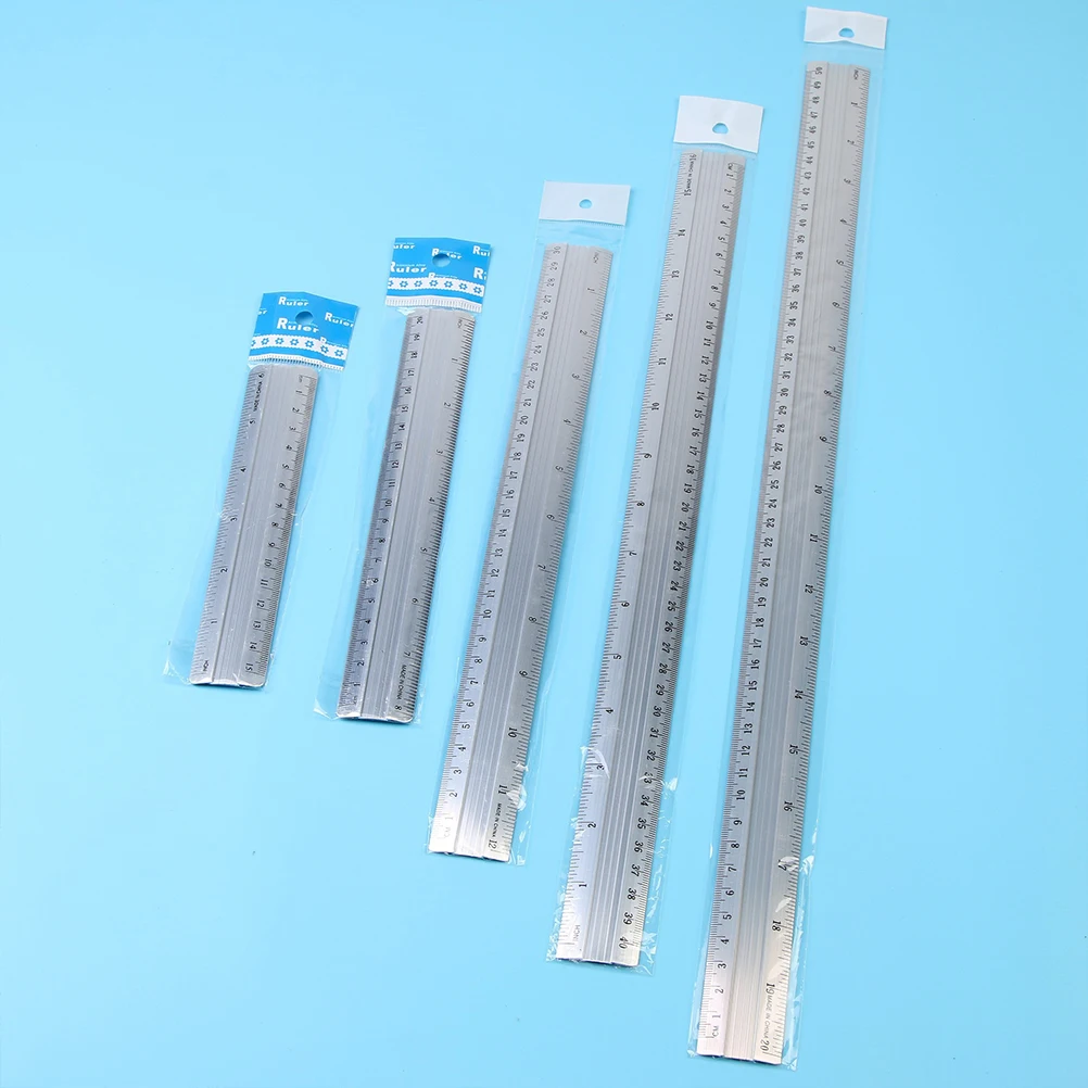 10pcs Straight Aluminum Geometry Tool Set 15Mm 20Mm 30Mm 40Mm 50Mm Portable Measuring Ruler For Students School Office Metal