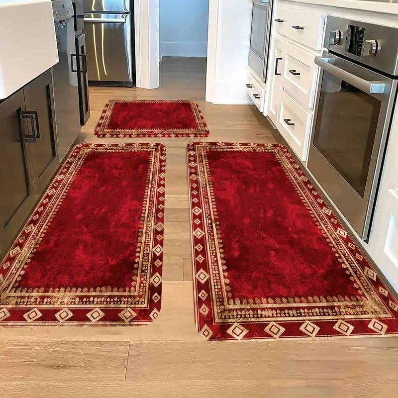 Traditional Vintage Kitchen Rug Set Non Slip Machine Washable Hallway Entryway Rugs Home Decor Durable Floor Mat