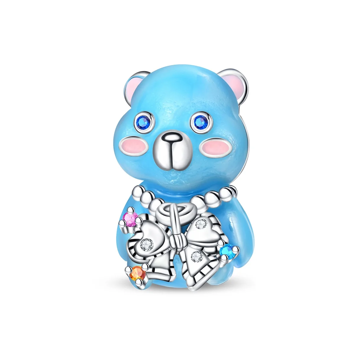 Charms Beads Blue Teddy Bear Plata Fit Original 925 Charms Bracelet Sweet Companionship Love Jewelry Gifts for Women