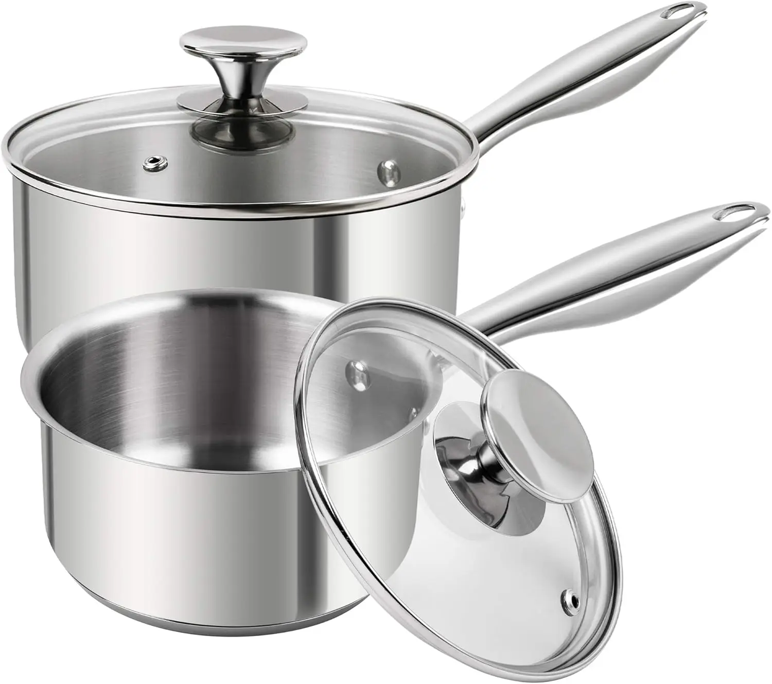 

Premium Stainless Steel Saucepan Set 1Qt & 2Qt, German Technology, Induction Compatible Cookware