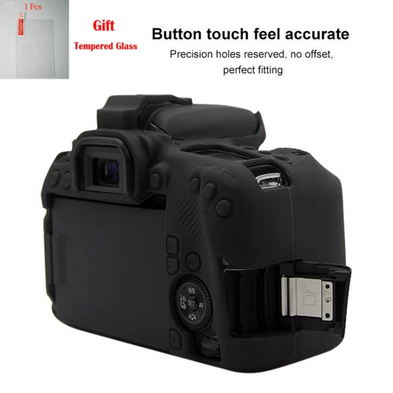 Soft Rubber Silicone Case Body Cover For Canon EOS 77D Anti-Scratch Silicone Protective Case + 1PCS