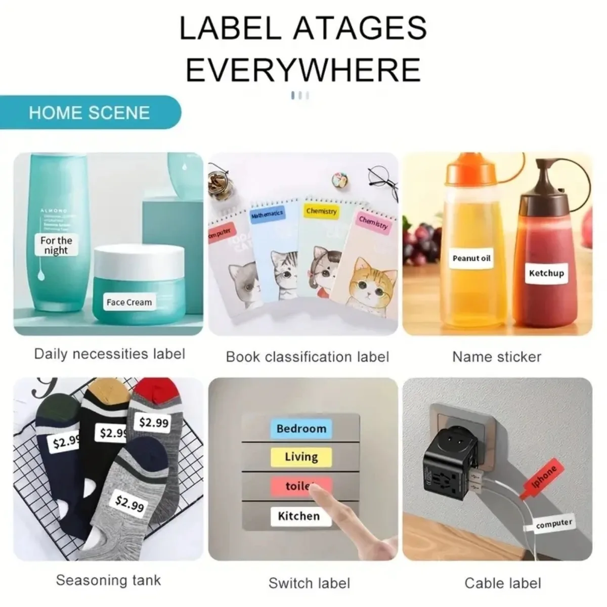 15x30mm 210PCS Thermal Labels tape Waterproof Oilproof Stickers for Kitchen, Office, Cables Cosmetics Compatible Phomemo D30/Q30