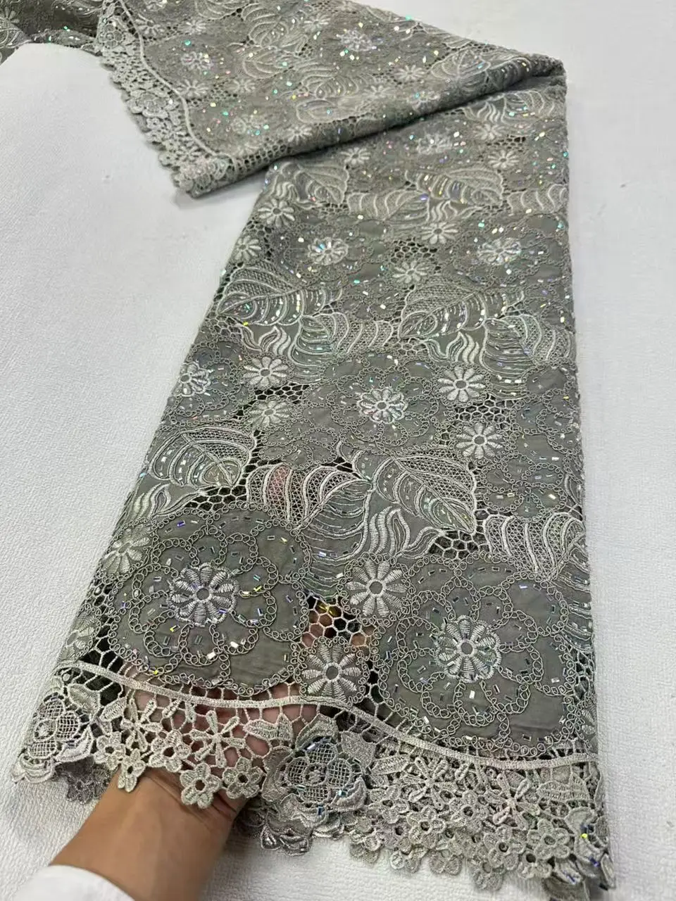 

Высококачественная шифоновая кружевная ткань, французская нигерийская вышивка, африканская сетчатая ткань для женщин, свадебные платья, ткань для шитья Hm201-1