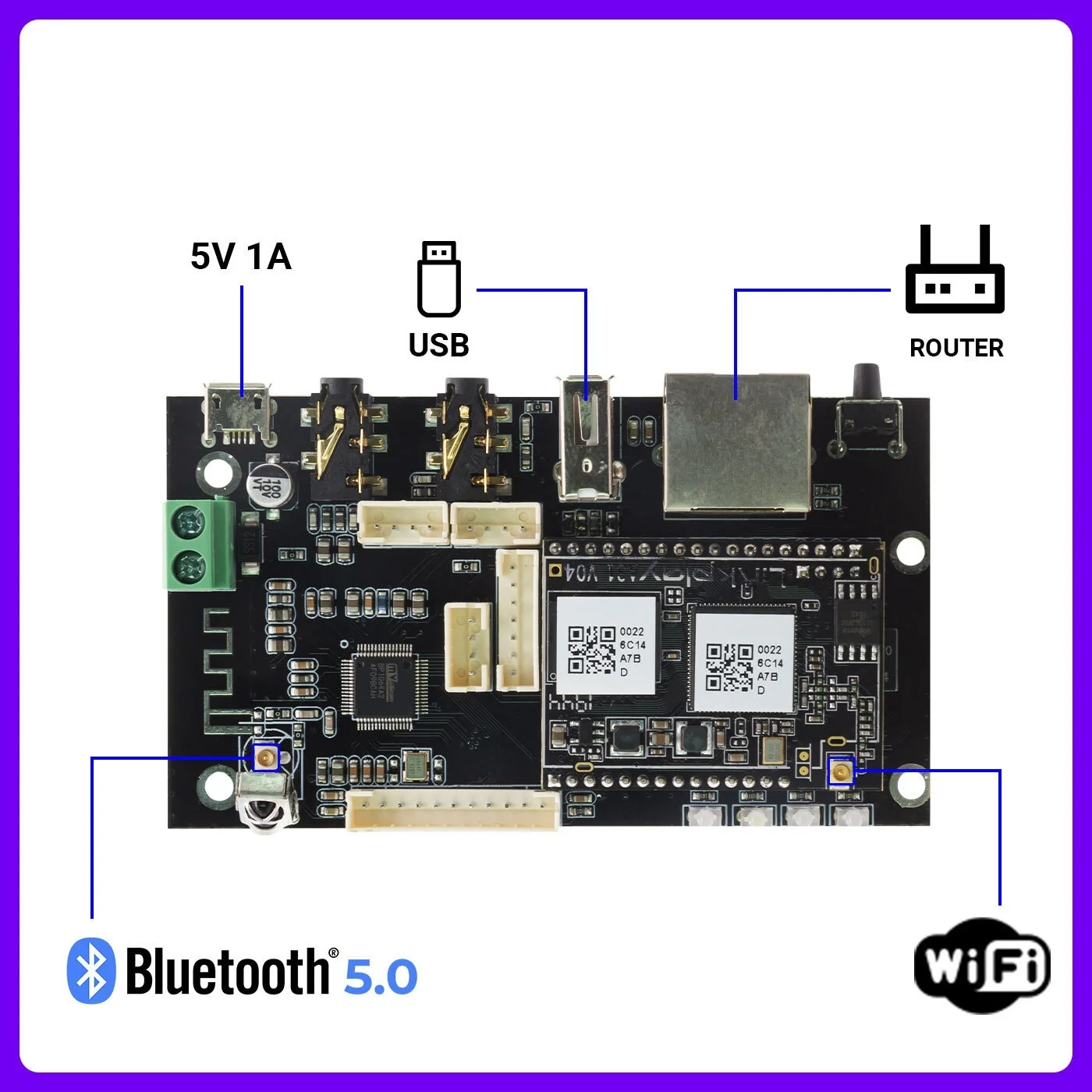 Top! Up2Stream Pro V3 Bluetooth Audio Receiver board Bluetooth 5.0 Wireless Stereo Music Module Multiroom DIY WIFI Audio Board