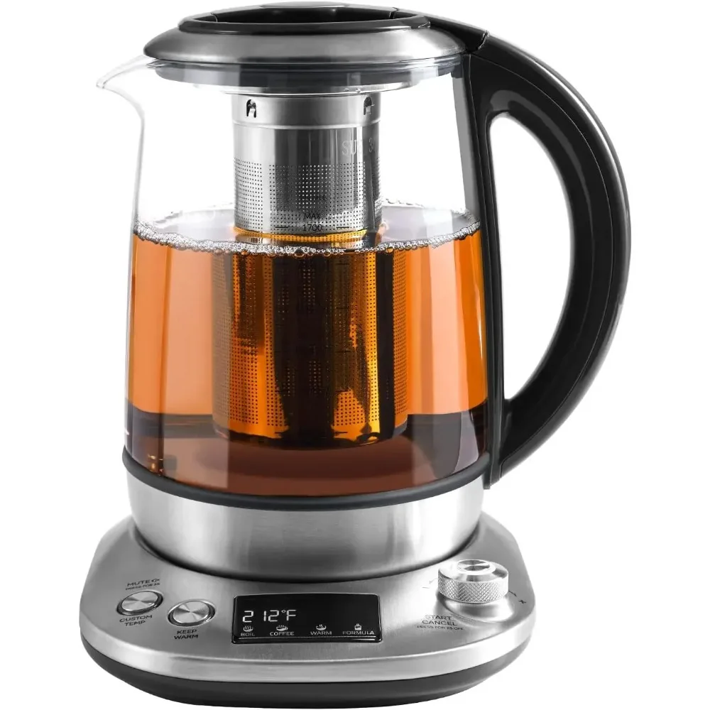 

Electric Tea Kettle with Removable Infuser, 9 Brewing Programs, Temperature Control, Keep Warm, Borosilicate Glass, 1.7L